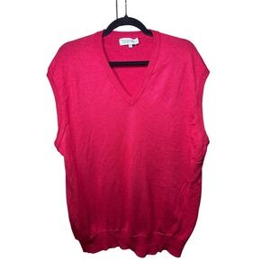 Tuttle Golf Collection‎ Men's Red V-Neck Sleeveless Sweater Vest XXL 75% Wool